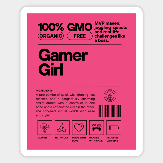 Gamer Girl Black Letters Magnet by Pink Syrup Workshop